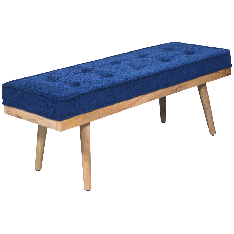 Capella Indigo Blue Upholstered Entryway Bench Seat - 120 Cm - Fab Habitat , Benches, 