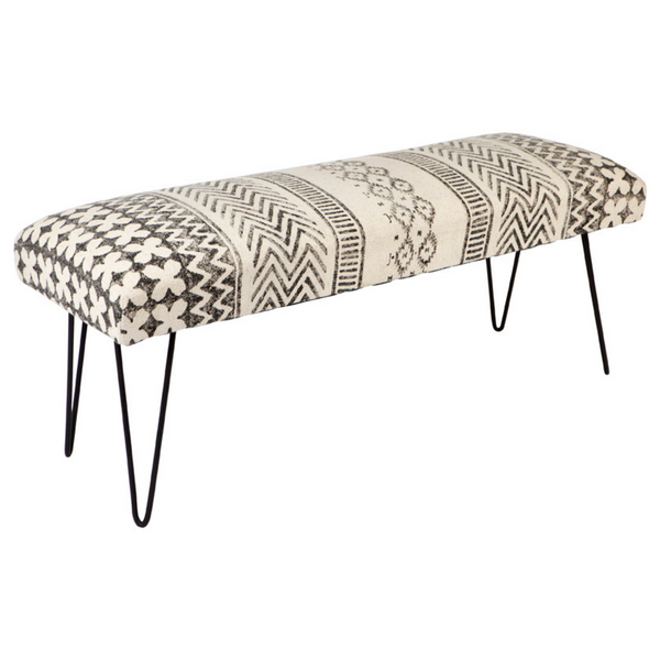 Carina Upholstered Entryway Bench With Hair Pin Legs - 120 Cm - Fab Habitat , Benches, 