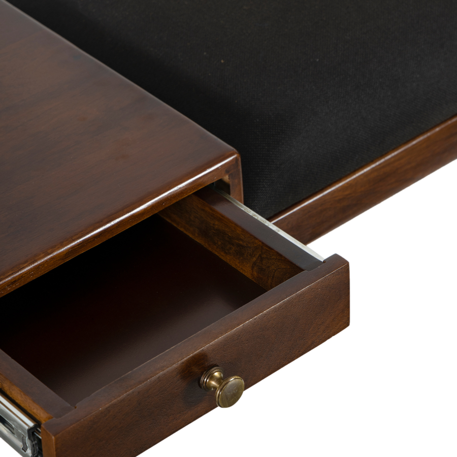 Castor Charcoal Fabric & Wood Seating Entryway Bench with Drawer - 100 cm - Fab Habitat , Benches, 
