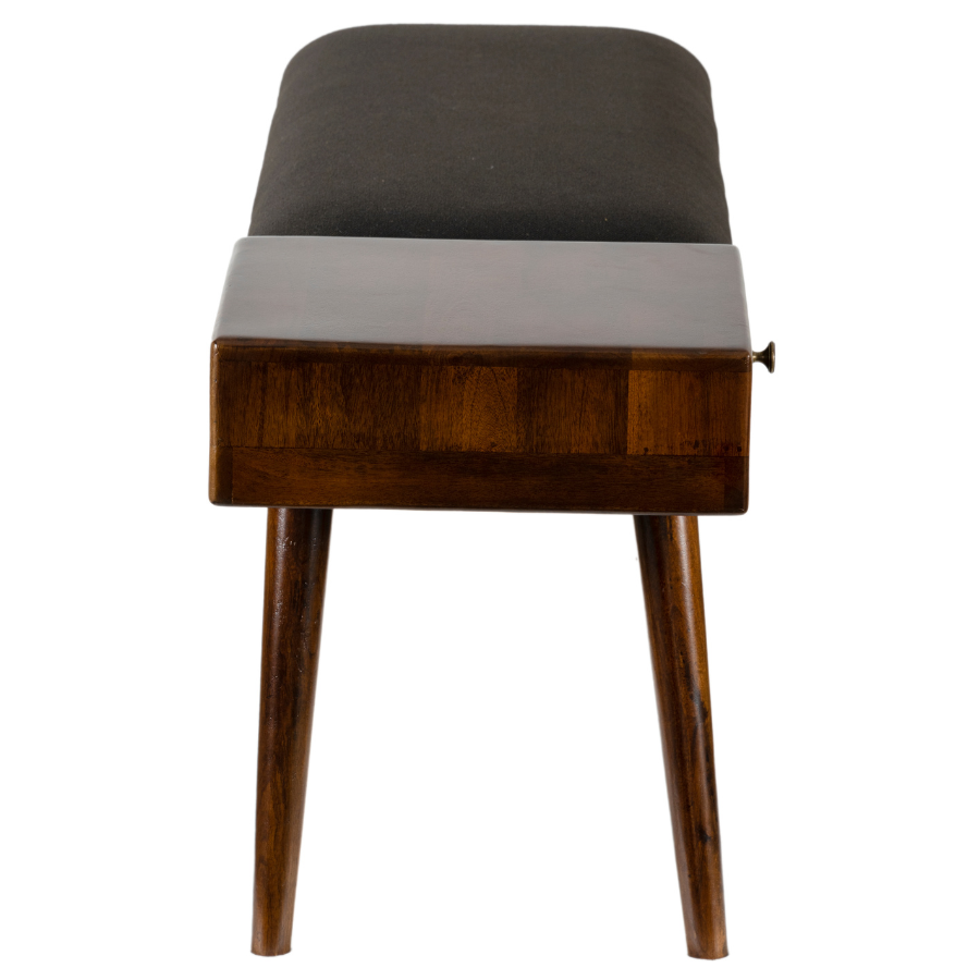 Castor Charcoal Fabric & Wood Seating Entryway Bench with Drawer - 100 cm - Fab Habitat , Benches, 