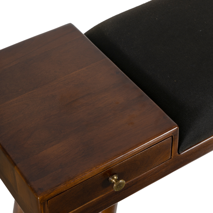 Castor Charcoal Fabric & Wood Seating Entryway Bench with Drawer - 100 cm - Fab Habitat , Benches, 