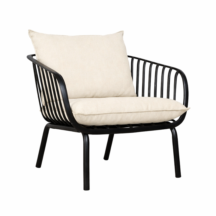 Owen Black Outdoor Chair with Cream Cushion - Set of 2