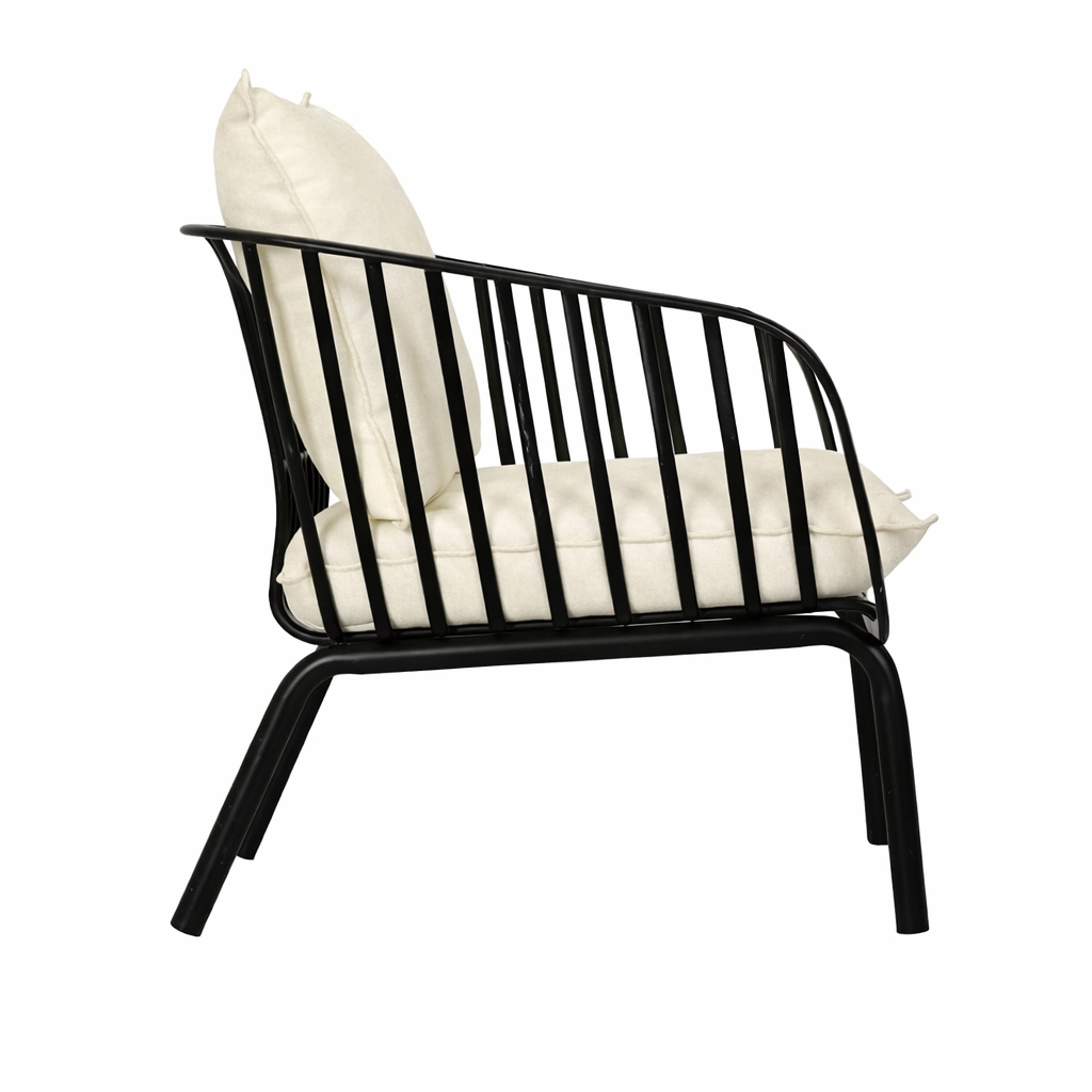 Owen Black Outdoor Chair with Cream Cushion - Set of 2
