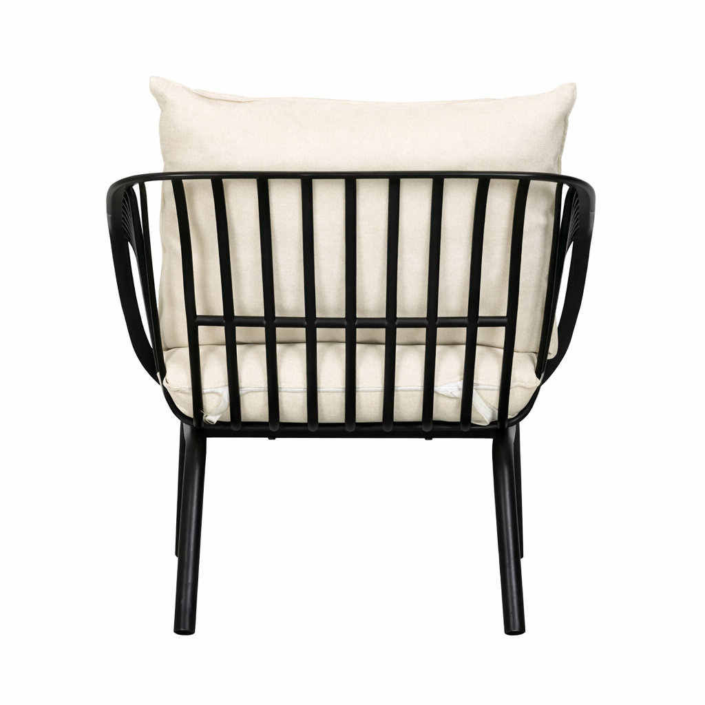 Owen Black Outdoor Chair with Cream Cushion - Set of 2