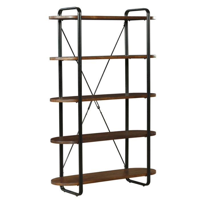 Chitra Wooden & Metal Industrial 5 Tier Ladder Bookshelf or Bookcase - Fab Habitat , Bookshelves, [product_size],