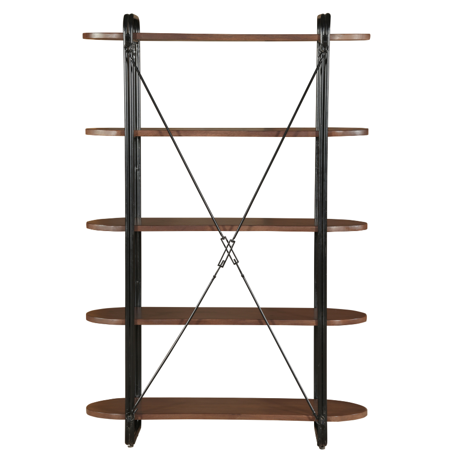 Chitra Wooden & Metal Industrial 5 Tier Ladder Bookshelf or Bookcase - Fab Habitat , Bookshelves, 