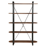 Chitra Wooden & Metal Industrial 5 Tier Ladder Bookshelf or Bookcase - Fab Habitat , Bookshelves, 