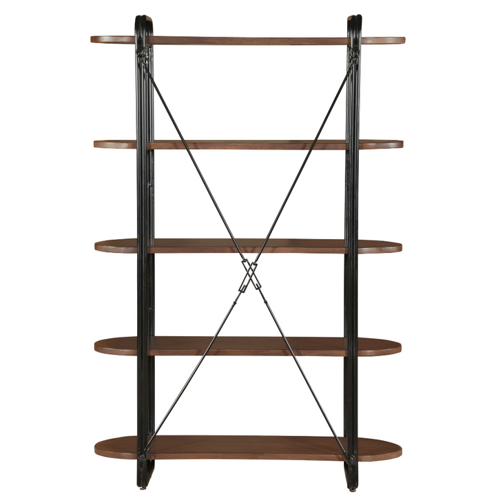 Chitra Wooden & Metal Industrial 5 Tier Ladder Bookshelf or Bookcase - Fab Habitat , Bookshelves, [product_size],