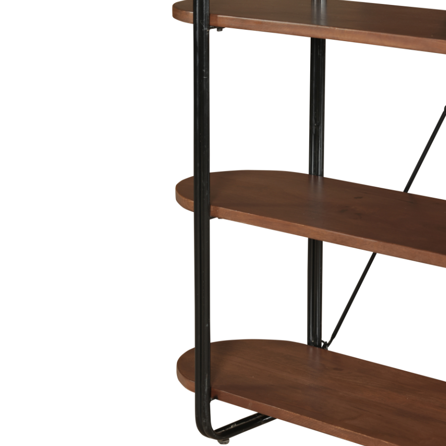 Chitra Wooden & Metal Industrial 5 Tier Ladder Bookshelf or Bookcase - Fab Habitat , Bookshelves, [product_size],