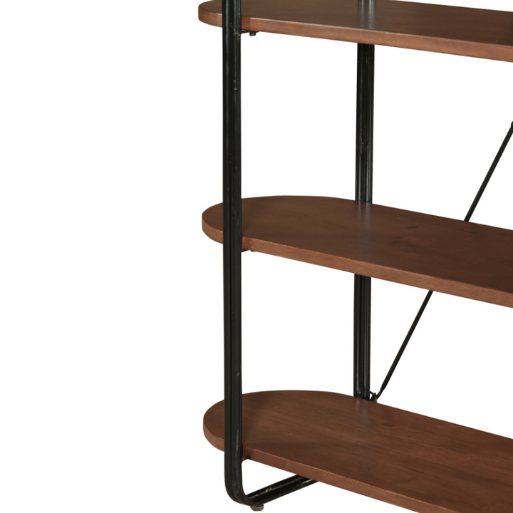 Chitra Wooden & Metal Industrial 5 Tier Ladder Bookshelf or Bookcase - Fab Habitat , Bookshelves, [product_size],