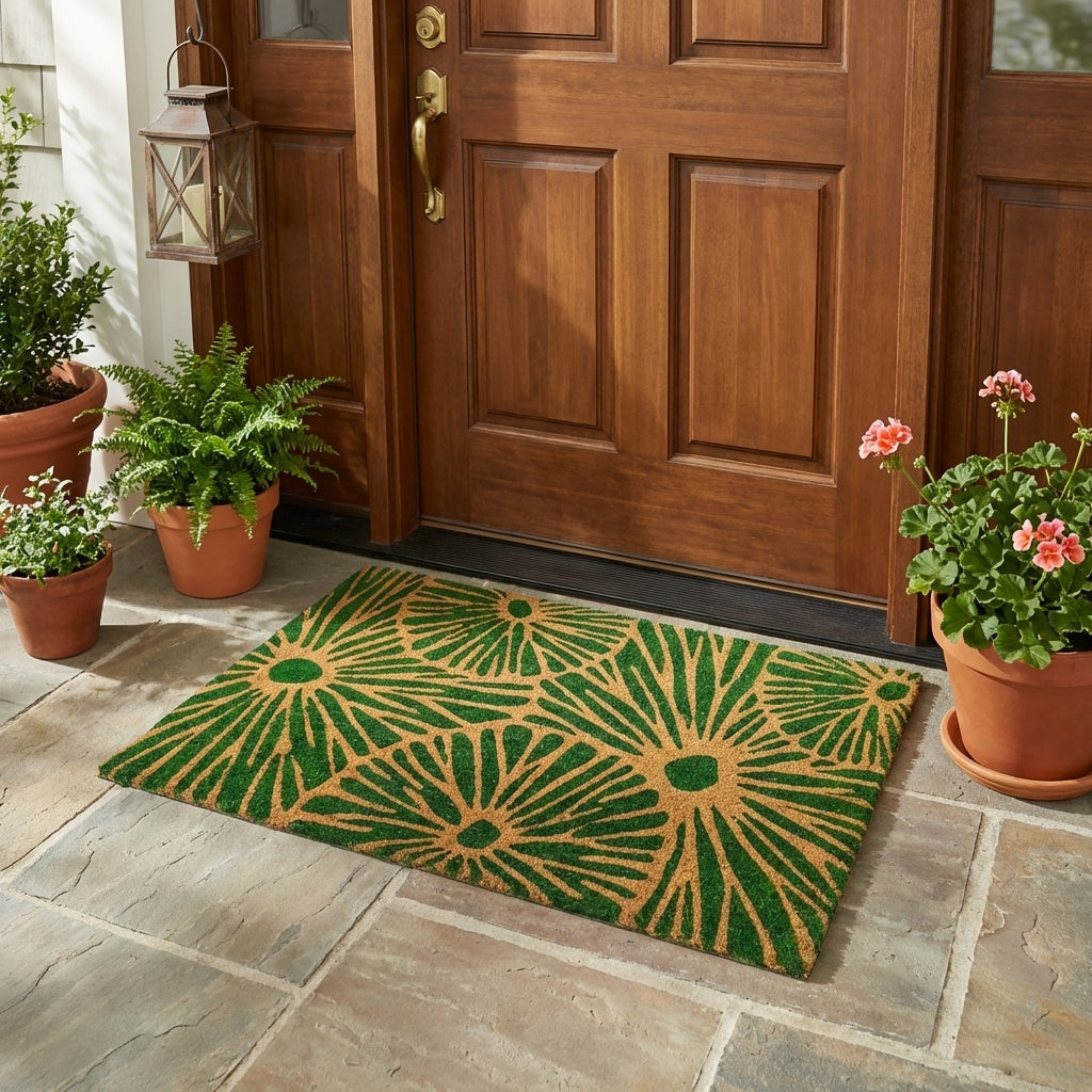 Green Citrus PVC Backed Coir Doormat