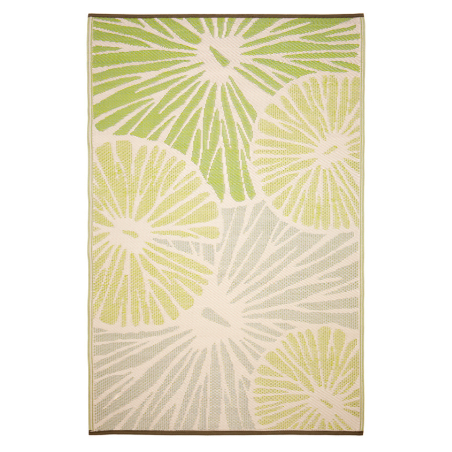 Citrus Lily Green Botanical Recycled Plastic Reversible Outdoor Area Rug - Fab Habitat , Recycled Plastic Rugs & Mats, 