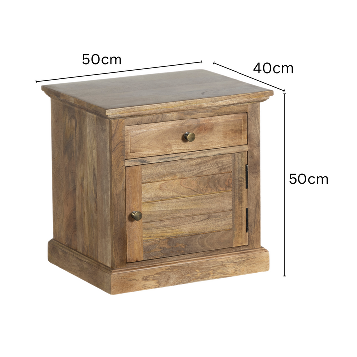 Clovelly Bedside Table - Natural Finish | 1 Drawer & 1 Cabinet