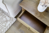 Clovelly rattan bedside table styled with decor – 50x40x55 cm – buy in Australia