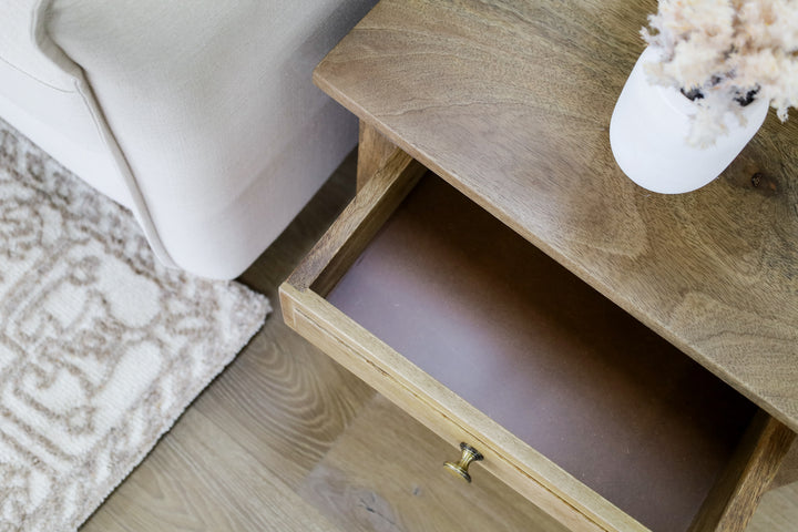 Clovelly Bedside Table - Natural Finish | 1 Drawer & 1 Cabinet