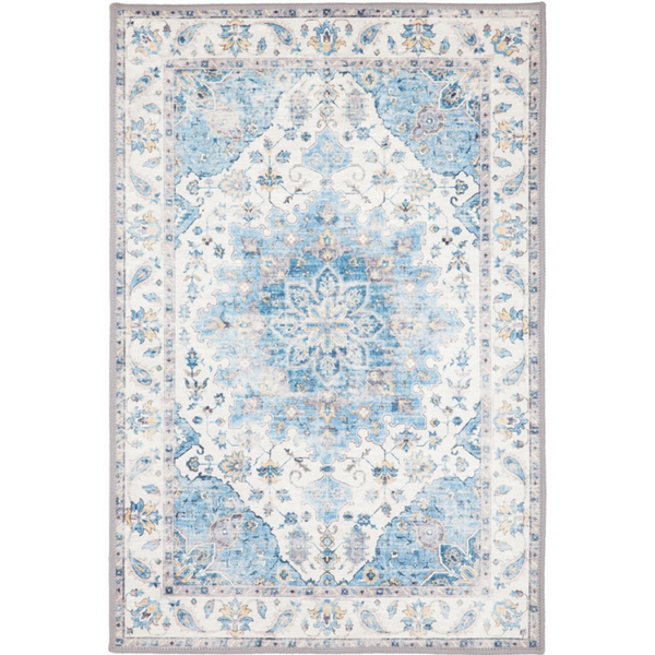 Conrad Blue Traditional Distressed Non Slip Area Rug - Fab Habitat , Non Slip Rugs, 