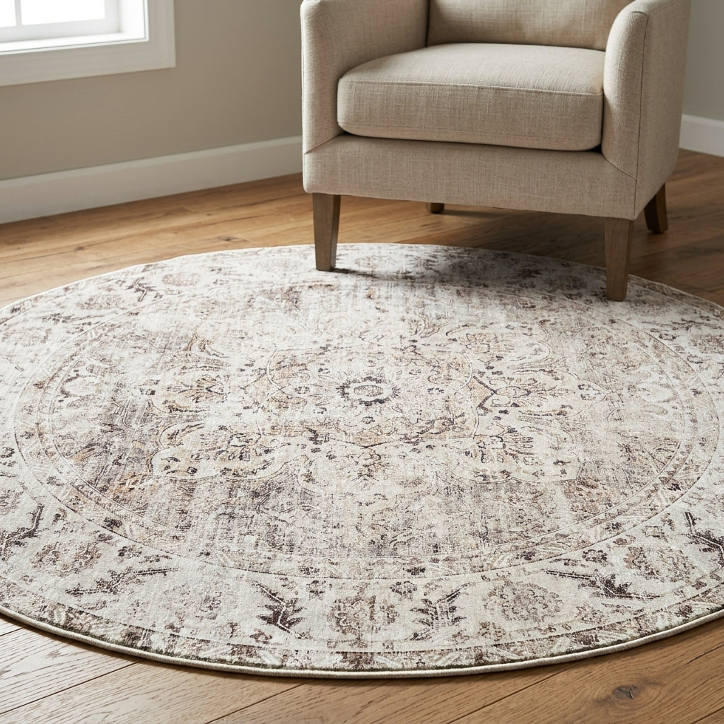 Constantine Traditional Non-slip Large Round Rug