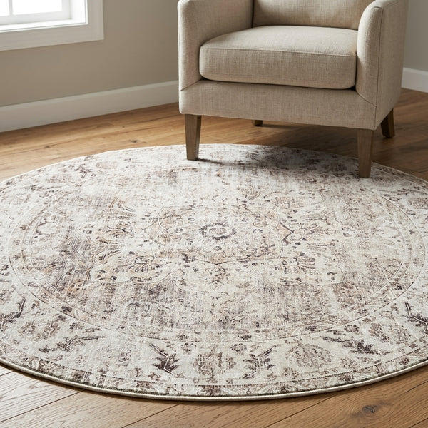 Constantine Traditional Distressed Round Non Slip Rug