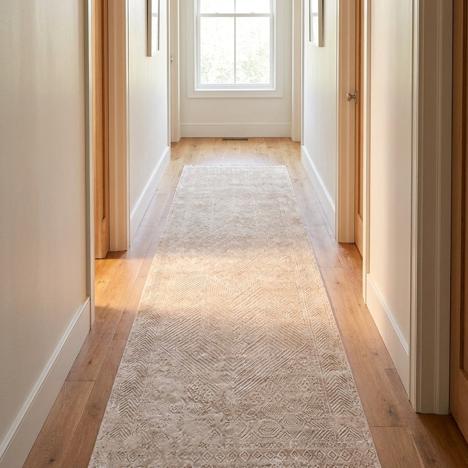 Corin Beige Distressed Runner Rug