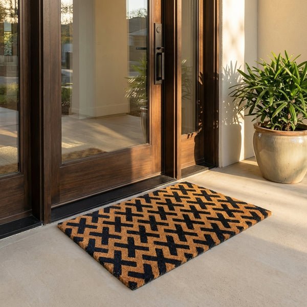 Cross PVC Backed Coir Doormat