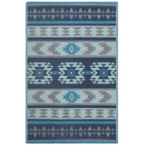 Cusco Tribal Blue Toned Recycled Plastic Reversible Large Mat - Fab Habitat , Recycled Plastic Rugs & Mats, 