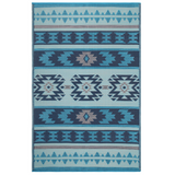 Cusco Tribal Blue Toned Recycled Plastic Reversible Large Mat - Fab Habitat , Recycled Plastic Rugs & Mats, 