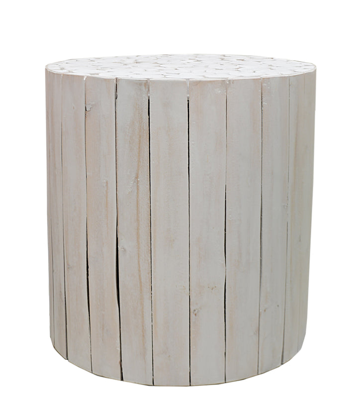 Musca Wooden White Finish Side Table - Fab Habitat