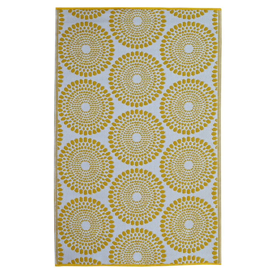 Daisies Yellow Recycled Plastic Outdoor Rug - Fab Habitat , Recycled Plastic Rugs & Mats, 
