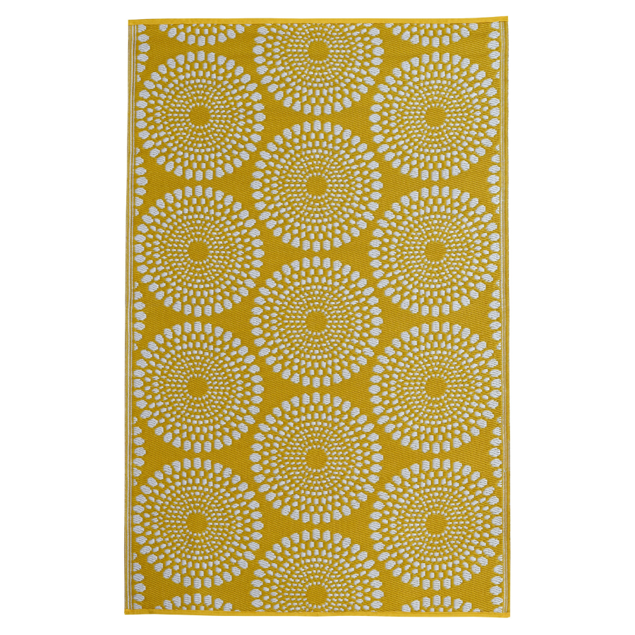 Daisies Yellow Recycled Plastic Large Outdoor Rug - Fab Habitat , Recycled Plastic Rugs & Mats, 