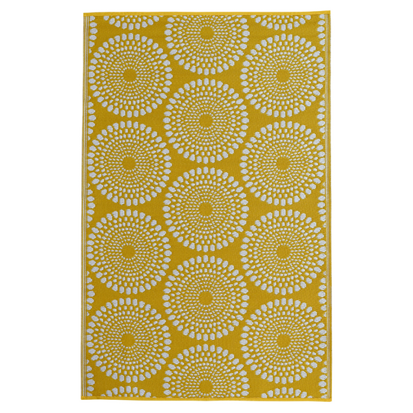 Daisies Yellow Recycled Plastic Large Outdoor Rug - Fab Habitat , Recycled Plastic Rugs & Mats, 