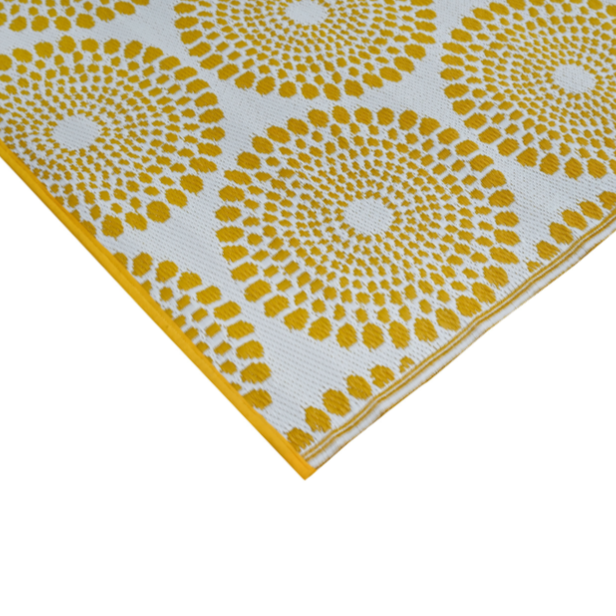 Daisies Yellow Recycled Plastic Outdoor Rug - Fab Habitat , Recycled Plastic Rugs & Mats, 