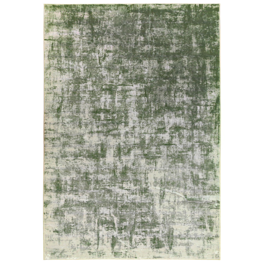 Denau Green Distressed Machine Washable Rug