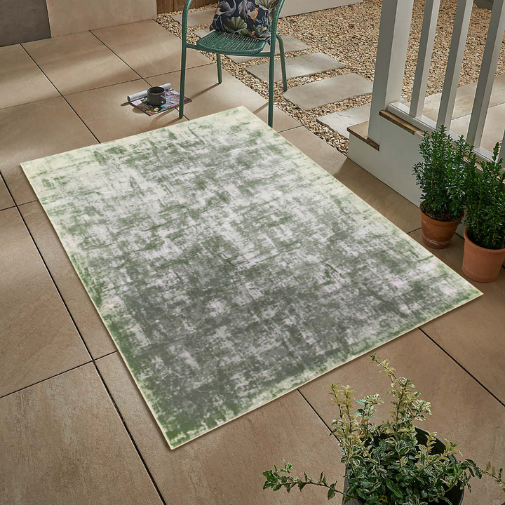 Denau Green Distressed Machine Washable Large Rug