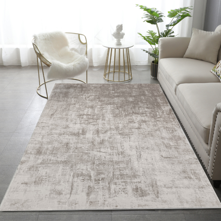 Denau Beige Distressed Machine Washable Large Rug