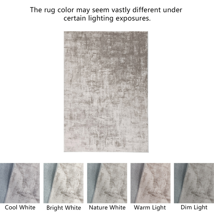 Denau Beige Distressed Machine Washable Large Rug