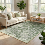 Denau Green Distressed Machine Washable Large Rug