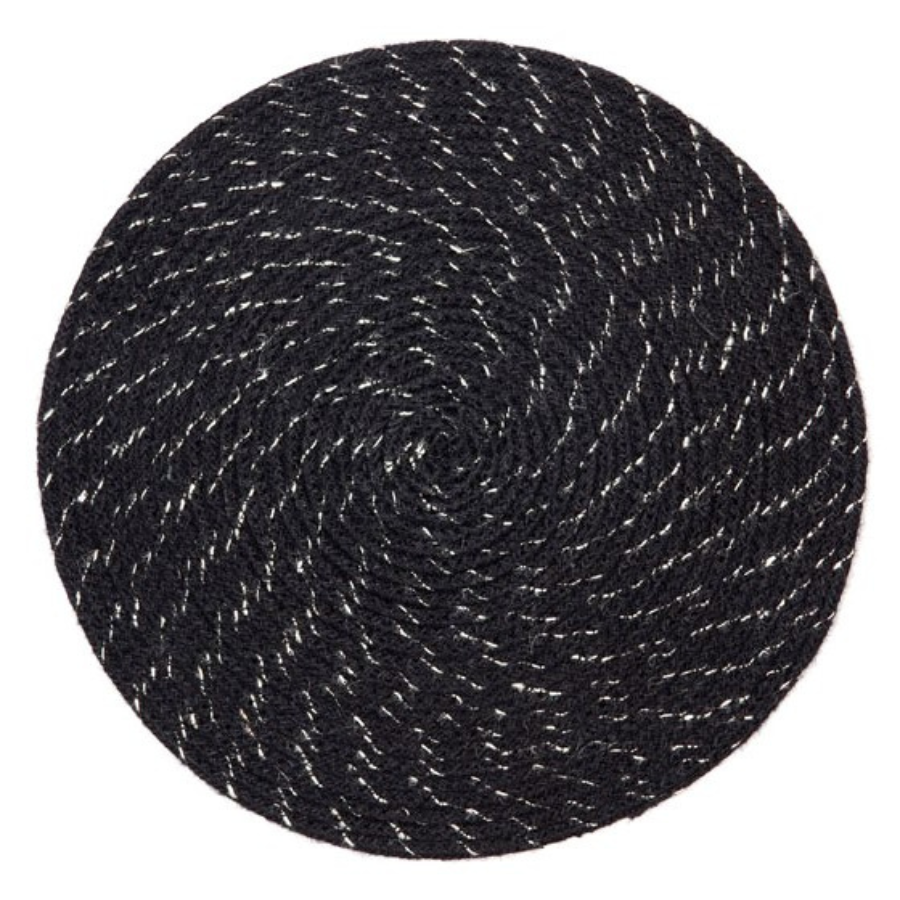 Set Of 4 Deryn Black Braided 35 cm Jute Round Placemat - Fab Habitat , Placemats, [product_size],