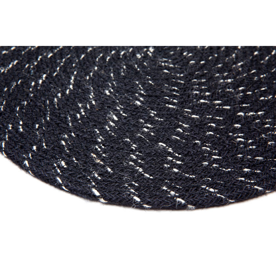 Set Of 4 Deryn Black Braided 35 cm Jute Round Placemat - Fab Habitat , Placemats, 