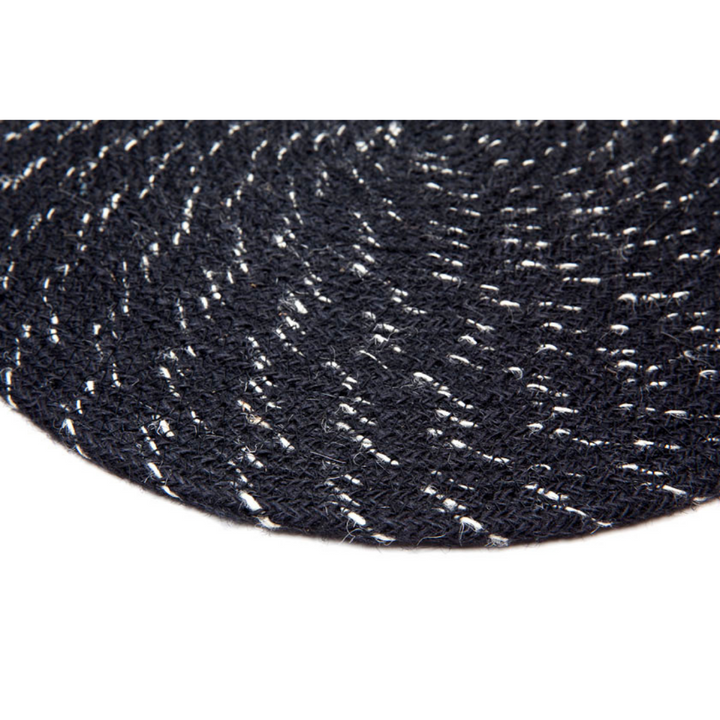 Set Of 4 Deryn Black Braided 35 cm Jute Round Placemat - Fab Habitat , Placemats, [product_size],