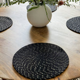Set Of 4 Deryn Black Braided 35 cm Jute Round Placemat - Fab Habitat , Placemats, 