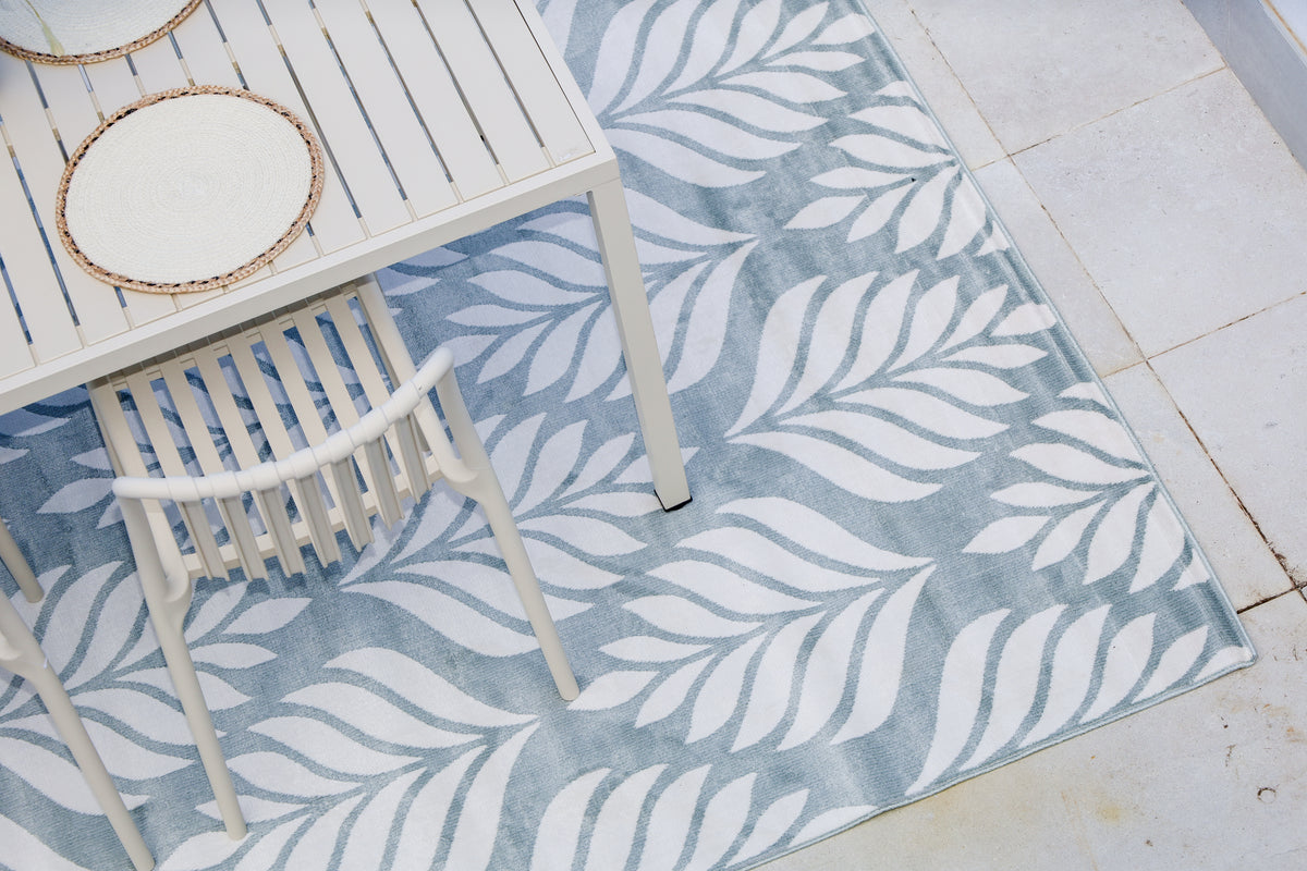 Dibang Aqua Light Green and Cream Indoor Outdoor Large Rug