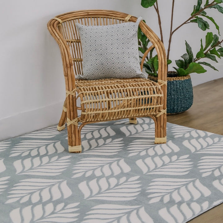 Dibang Aqua Light Green and Cream Indoor Outdoor Large Rug