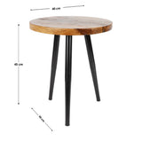 Roma Natural Mango Wood Tall Round Side Table With Black Metal Legs - Fab Habitat , Side Tables, 
