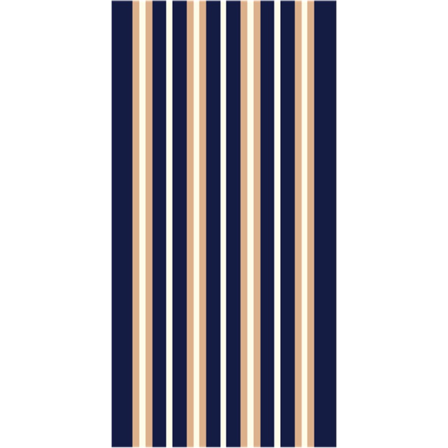 Dora Navy Beige and White Striped Polypropylene Kitchen Mat