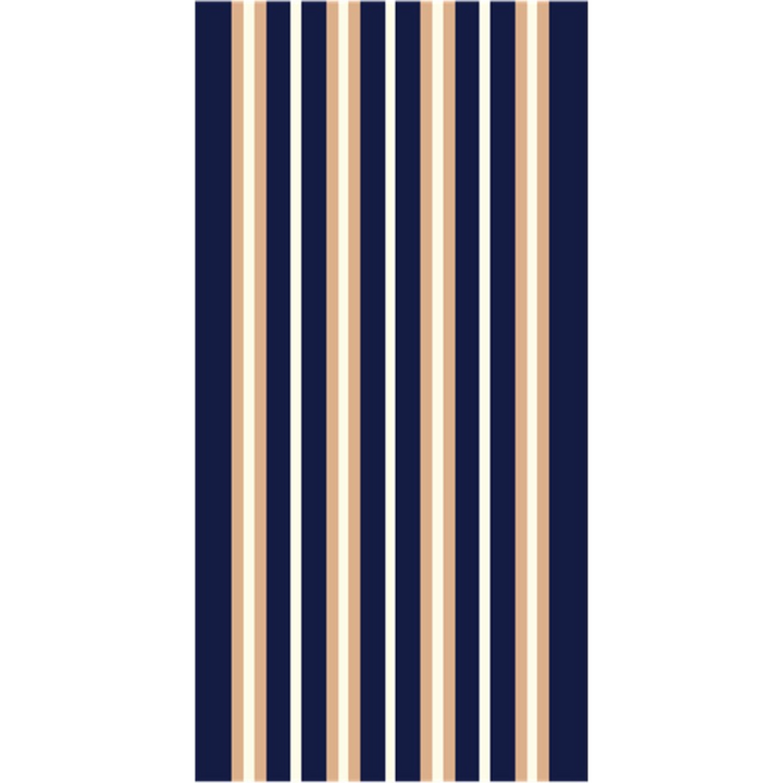 Dora Navy Beige and White Striped Polypropylene Kitchen Mat