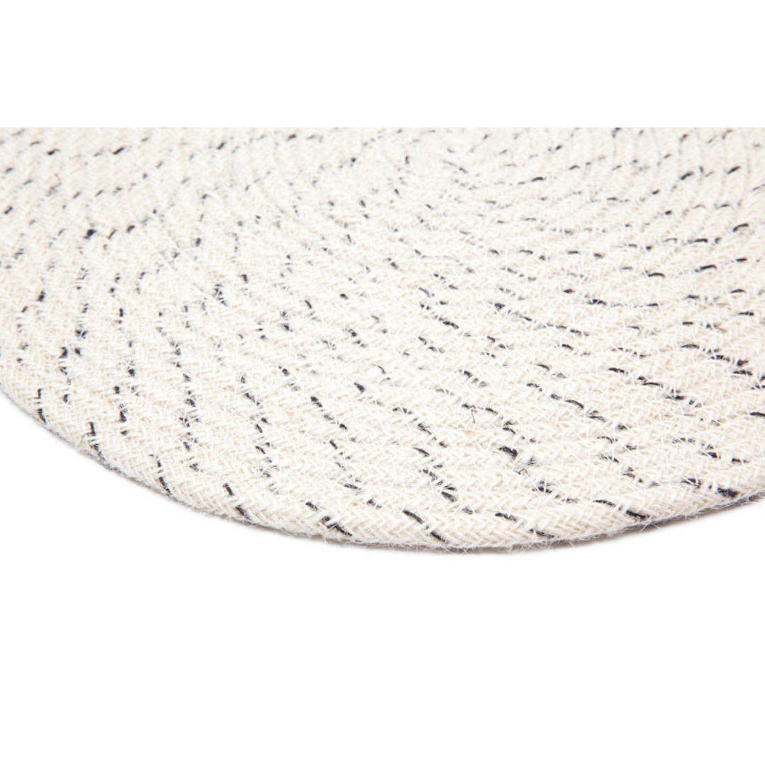 Set Of 4 Dove Ivory Braided 35 cm Jute Round Placemat - Fab Habitat , Placemats, 