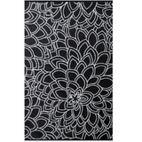 Eden Black and White Floral Recycled Plastic Larger Rug - Fab Habitat , Recycled Plastic Rugs & Mats, 