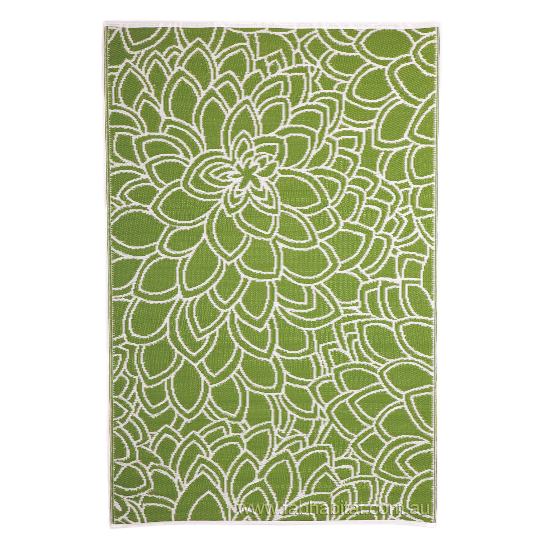 Eden Lime and White Floral Outdoor Large Rug - Fab Habitat , Recycled Plastic Rugs & Mats, [product_size],