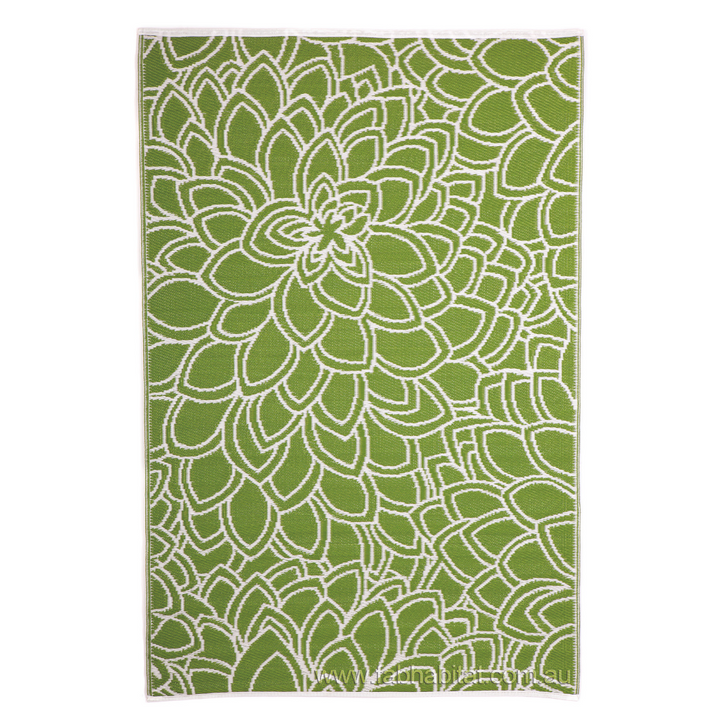 Eden Lime and White Floral Outdoor Large Rug - Fab Habitat , Recycled Plastic Rugs & Mats, [product_size],