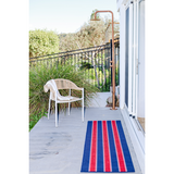 Eloise Navy Blue Striped Polypropylene Kitchen Mat